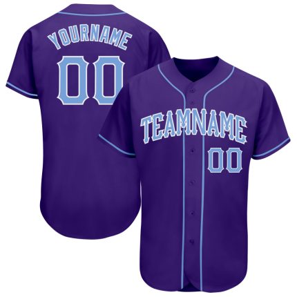 Custom Authentic Baseball Jersey in Purple and Light Blue-White Style 5440 Custom Purple Light Blue-White Authentic Baseball