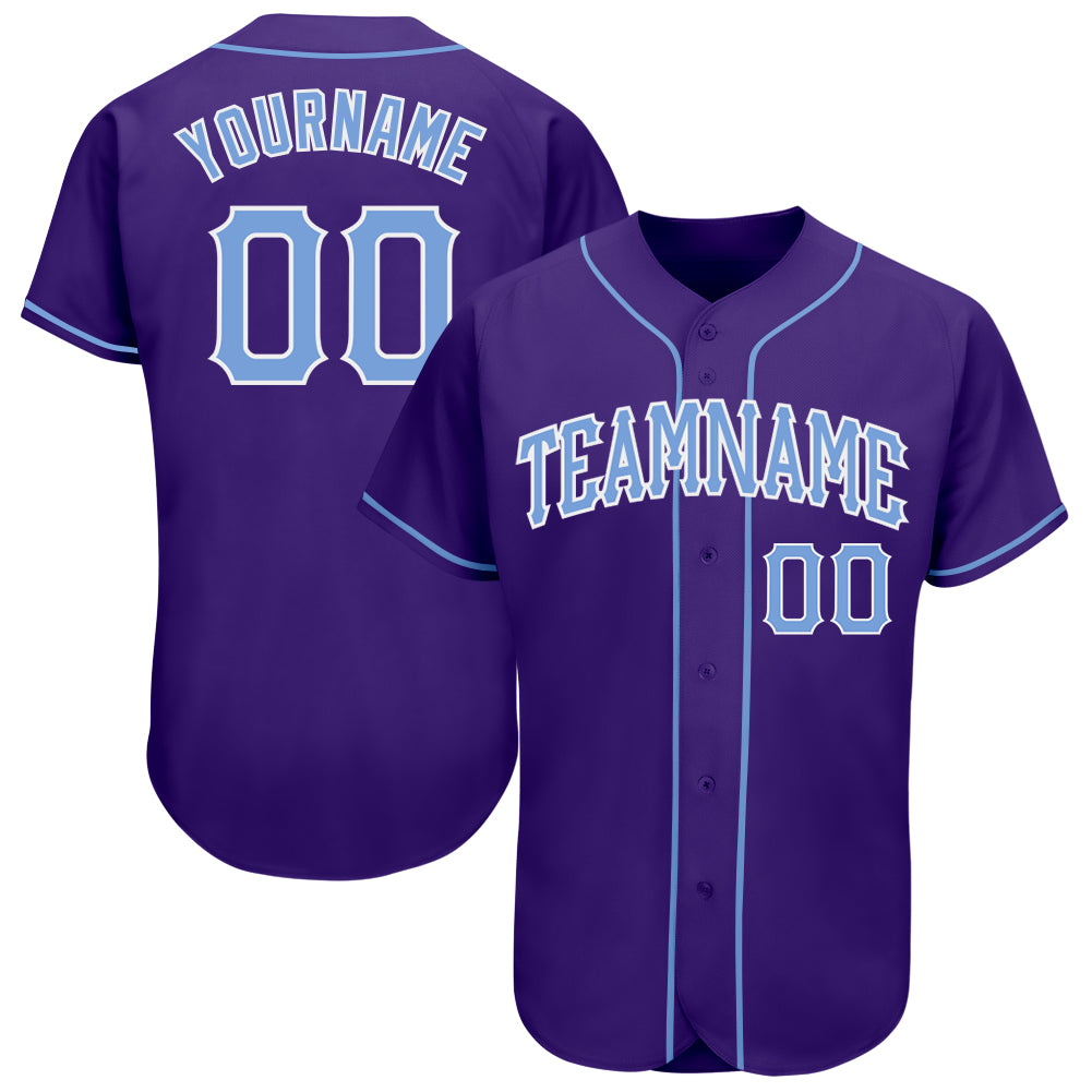 Custom Purple Light Blue-White Authentic Baseball Jersey Style 5440 Custom Authentic Baseball Jersey in Purple and Light Blue-White Style 5440 Custom Purple Light Blue-White Authentic Baseball