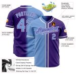 Custom Purple Light Blue White Fade Baseball Jersey - Authentic Fashion Sportswear Custom Purple Light Blue-White Authentic