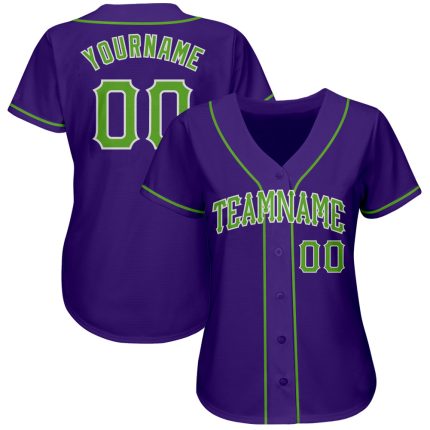 Custom Authentic Purple and Neon Green-White Baseball Jersey Custom Purple Neon Green-White Authentic Baseball Jersey