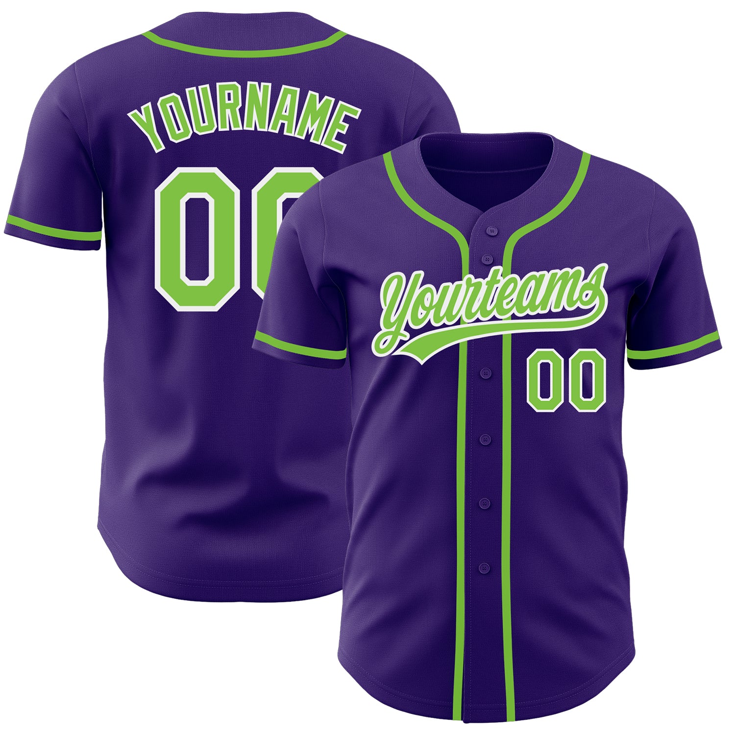 Custom Purple Neon Green White Authentic Baseball Jersey - Style 5031 Custom Purple Neon Green-White Authentic Baseball Jersey
