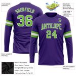 Custom Performance T-Shirt in Purple Neon Green-White for Men Women Long Sleeve Custom Purple Neon Green-White Long Sleeve