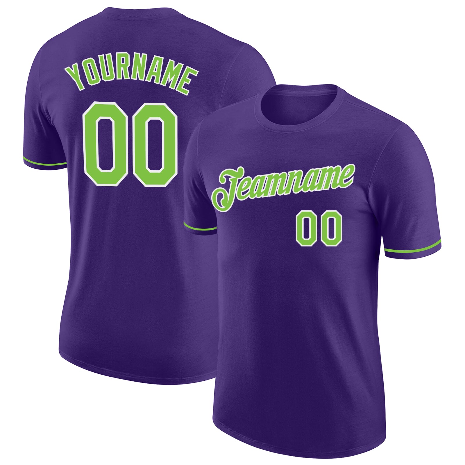 Custom Purple Neon Green-White Performance T-Shirt Custom Purple Neon Performance T-Shirt - Green and White Athletic Tee Custom Purple Neon Green-White Performance T-Shirt