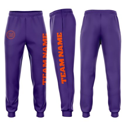 Custom Purple Orange Fleece Joggers for Women - Comfortable Sweatpants Custom Purple Orange Fleece Jogger Sweatpants