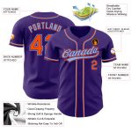 Personalized Authentic Baseball Jersey - Custom Purple and Light Blue Design Custom Purple Orange-Light Blue Authentic Baseball