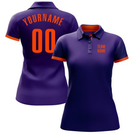 Custom Golf Polo Shirt - Performance Purple and Orange Design for Men Custom Purple Orange Performance Golf Polo Shirt