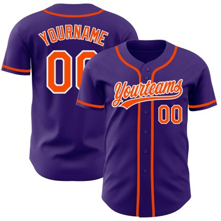 Custom Authentic Baseball Jersey in Purple, Orange, and White Custom Purple Orange-White Authentic Baseball Jersey