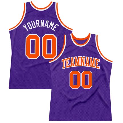 Custom Basketball Jersey - Authentic Throwback in Purple, Orange and White Custom Purple Orange-White Authentic Throwback