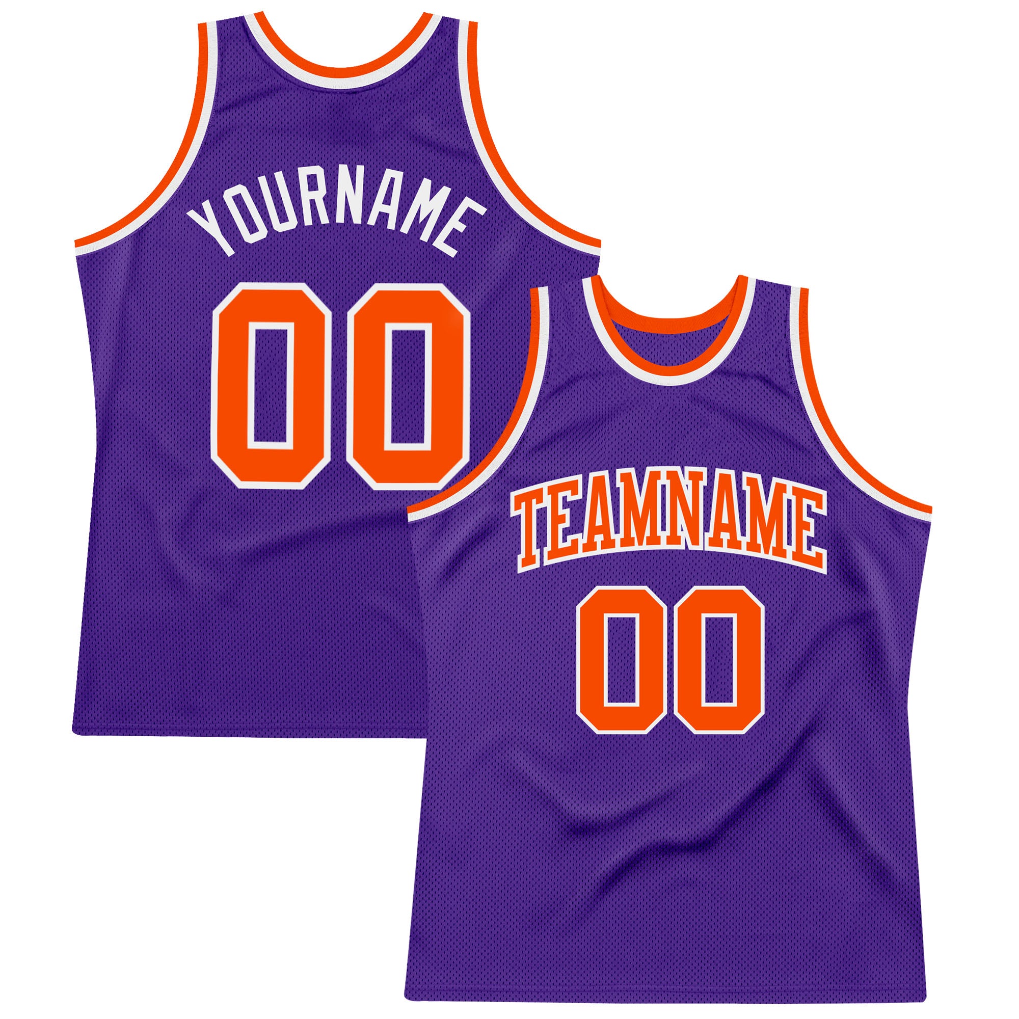 Custom Basketball Jersey - Authentic Throwback in Purple, Orange and White Custom Purple Orange-White Authentic Throwback