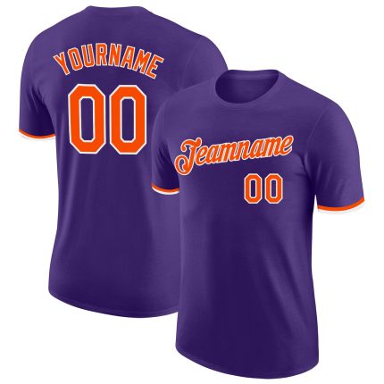 Custom Performance T-Shirt in Purple and Orange-White, Style 7771 - Comfortable Activewear for All Occasions Custom Purple