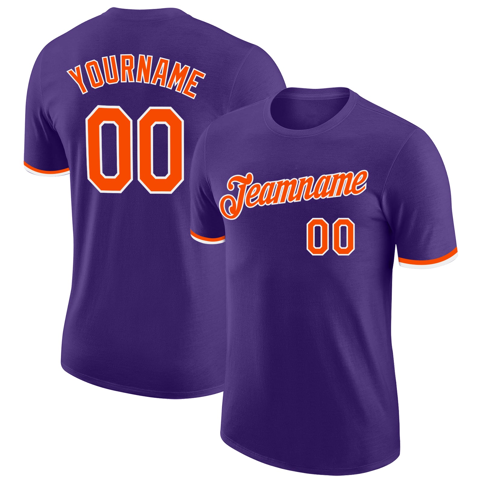 Custom Performance T-Shirt in Purple Orange-White for Activewear and Sports Custom Purple Orange-White Performance T-Shirt