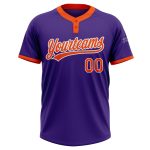 Custom Unisex Softball Jersey - Purple Orange White Two-Button Design Custom Purple Orange-White Two-Button Unisex Softball