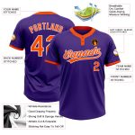 Custom Unisex Softball Jersey - Purple Orange White Two-Button Design Custom Purple Orange-White Two-Button Unisex Softball