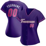 Authentic Custom Baseball Jersey - Purple Pink Black Color Design Custom Purple Pink-Black Authentic Baseball Jersey