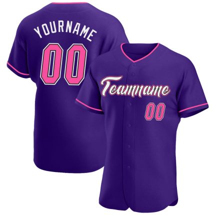 Authentic Custom Baseball Jersey - Purple Pink Black Color Design Custom Purple Pink-Black Authentic Baseball Jersey