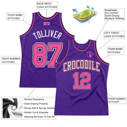 Custom Basketball Jersey - Authentic Throwback in Purple, Pink & Black Custom Purple Pink-Black Authentic Throwback Basketball
