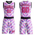 Custom Purple Pink Black Basketball Jersey Round Neck Sublimation Suit Custom Purple Pink-Black Round Neck Sublimation Basketball