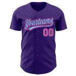 Custom Purple Pink Light Blue Authentic Baseball Jersey for Men and Women Custom Purple Pink-Light Blue Authentic Baseball
