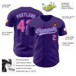 Custom Purple Pink Light Blue Authentic Baseball Jersey for Men and Women Custom Purple Pink-Light Blue Authentic Baseball