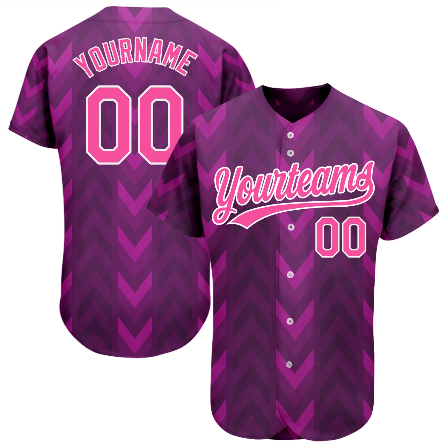 Custom 3D Pattern Design Baseball Jersey in Purple Pink White - Authentic Sports Apparel Custom Purple Pink-White 3D Pattern