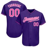 Custom Authentic Baseball Jersey in Purple Pink-White Color Custom Purple Pink-White Authentic Baseball Jersey