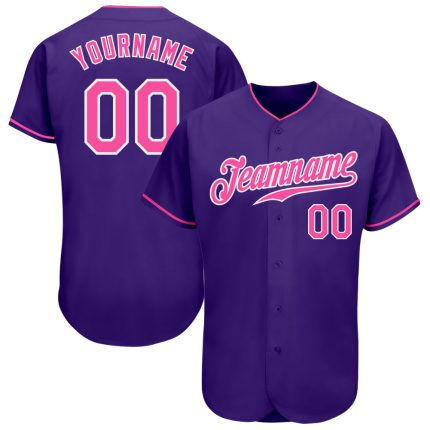 Custom Authentic Baseball Jersey in Purple Pink-White Color Custom Purple Pink-White Authentic Baseball Jersey