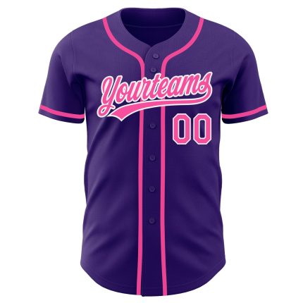 Custom Authentic Baseball Jersey Purple Pink White Style 4480 Custom Purple Pink-White Authentic Baseball Jersey Style 4480