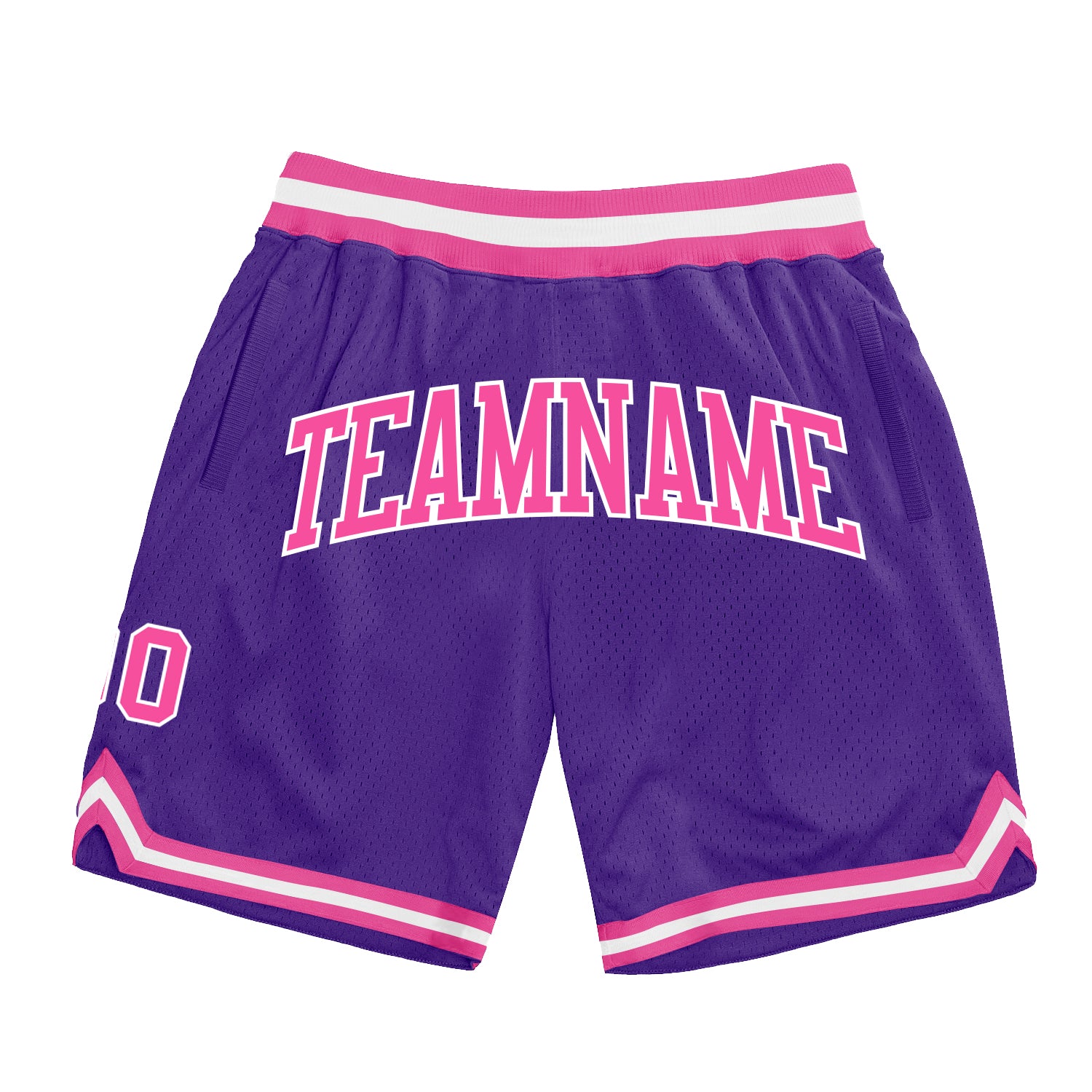 Custom Purple Pink White Basketball Shorts - Authentic Throwback Design Custom Purple Pink-White Authentic Throwback Basketball