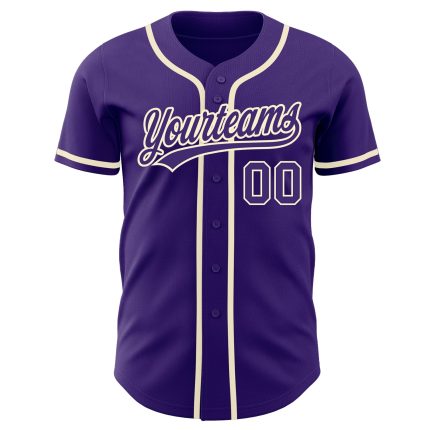 Custom Purple Cream Authentic Baseball Jersey - Personalized Sports Apparel Custom Purple Purple-Cream Authentic Baseball
