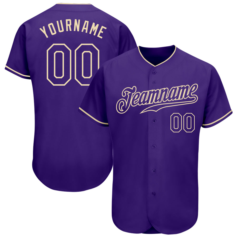 Custom Purple Purple-Cream Authentic Baseball Jersey Style 9086 Authentic Purple-Cream Baseball Jersey, Custom Style 9086 - Perfect for Fans and Players Custom Purple Purple-Cream Authentic