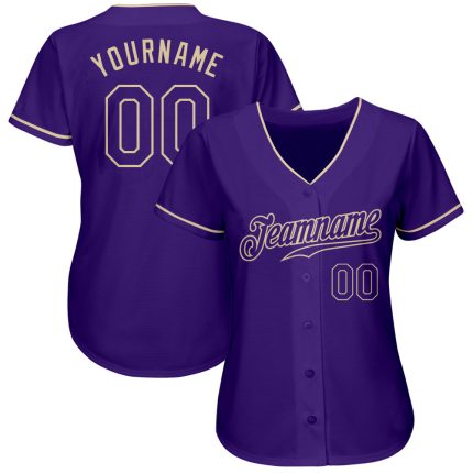Authentic Purple-Cream Baseball Jersey, Custom Style 9086 - Perfect for Fans and Players Custom Purple Purple-Cream Authentic