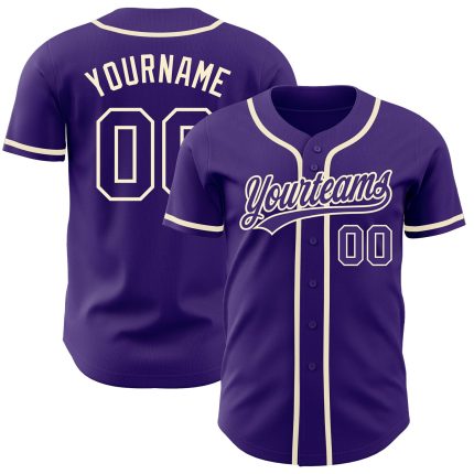 Custom Purple Cream Authentic Baseball Jersey - Personalized Sports Apparel Custom Purple Purple-Cream Authentic Baseball