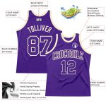 Custom Purple Cream Authentic Basketball Jersey - Throwback Style Custom Purple Purple-Cream Authentic Throwback Basketball
