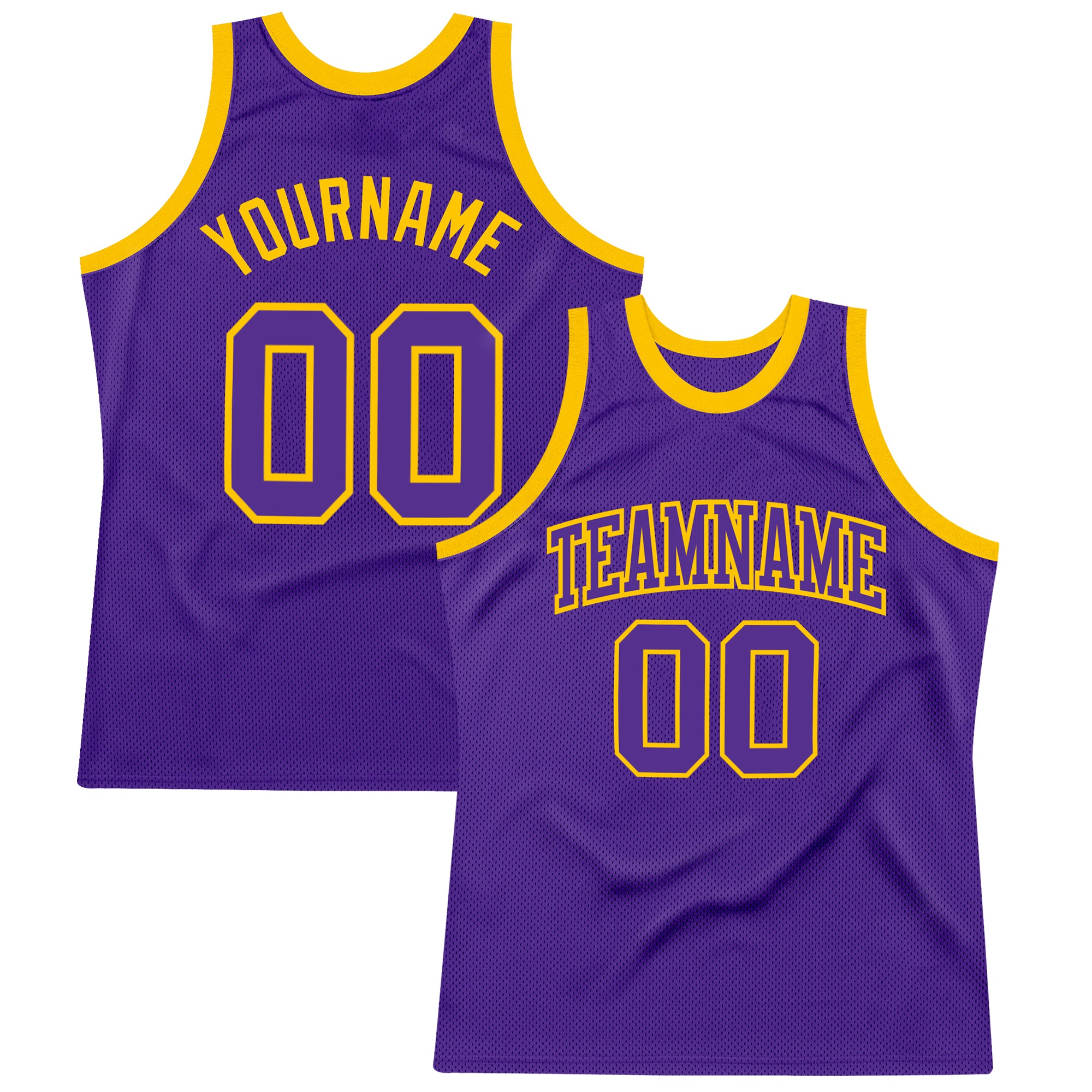 Custom Purple-Gold Basketball Jersey | Authentic Throwback Design Custom Purple Purple-Gold Authentic Throwback Basketball