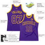Custom Purple-Gold Basketball Jersey | Authentic Throwback Design Custom Purple Purple-Gold Authentic Throwback Basketball