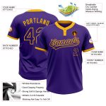 Custom Purple Gold Unisex Softball Jersey - Two-Button Design, Comfortable Fit Custom Purple Purple-Gold Two-Button Unisex