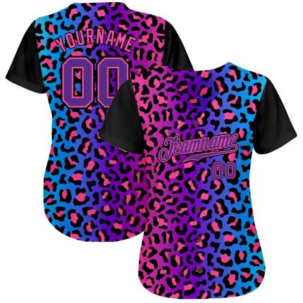 Custom Purple-Pink 3D Leopard Baseball Jersey - Authentic Design for Sports Fans Custom Purple Purple-Pink 3D Pattern Design