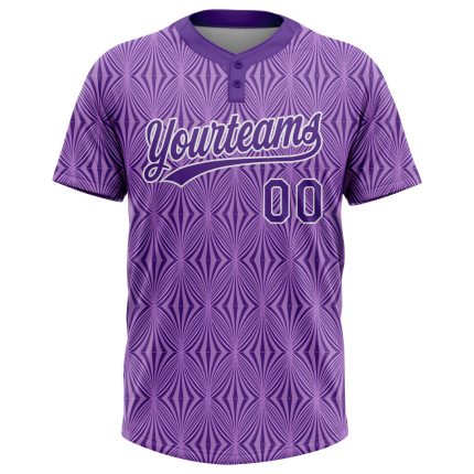 Custom Purple White Two-Button Unisex Softball Jersey for Men and Women Custom Purple Purple-White Two-Button Unisex Softball