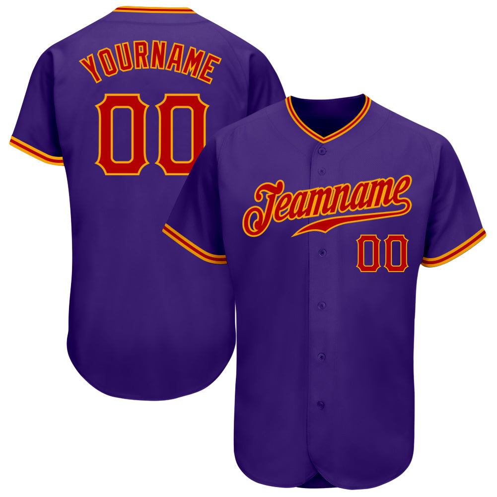 Custom Authentic Baseball Jersey in Purple, Red, and Gold - Personalized Team Apparel Custom Purple Red-Gold Authentic Baseball