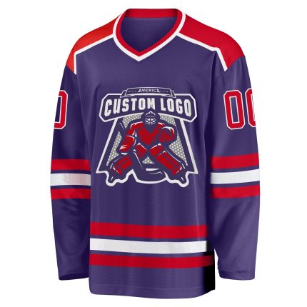Custom Red and White Purple Hockey Jersey for Men and Women Custom Purple Red-White Hockey Jersey