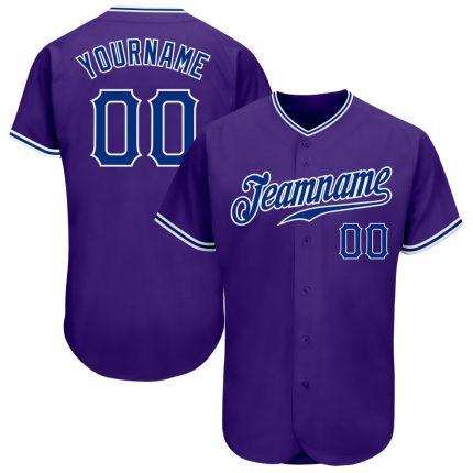 Authentic Custom Purple Royal-White Baseball Jersey for Fans and Players Custom Purple Royal-White Authentic Baseball Jersey