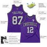 Custom Basketball Jersey - Authentic Purple Silver Gray Black Throwback Sports Apparel Custom Purple Silver Gray-Black Authentic