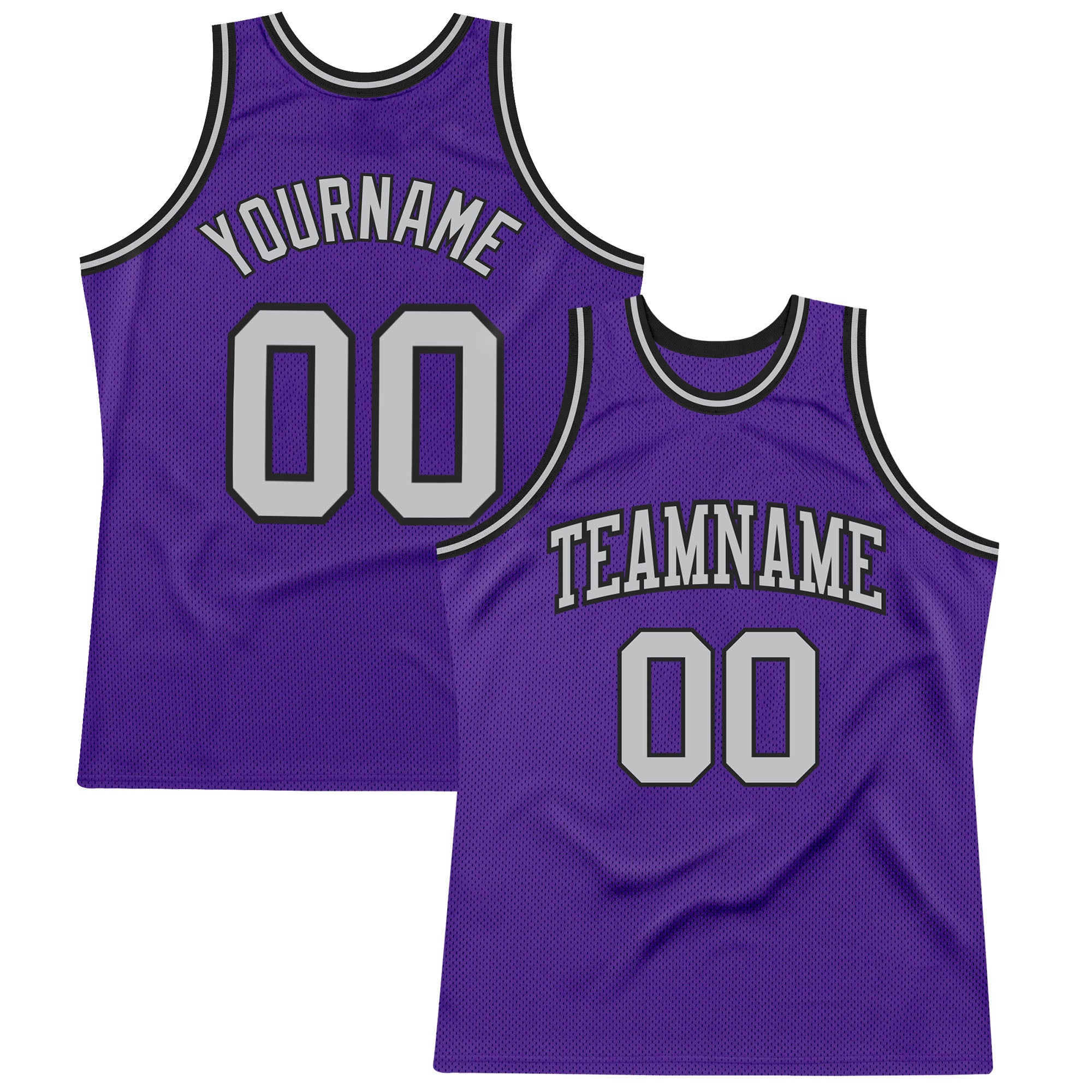 Custom Basketball Jersey - Authentic Purple Silver Gray Black Throwback Sports Apparel Custom Purple Silver Gray-Black Authentic