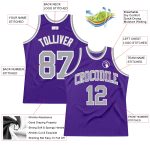 Authentic Throwback Basketball Jersey - Custom Purple Silver Gray White Design Custom Purple Silver Gray-White Authentic