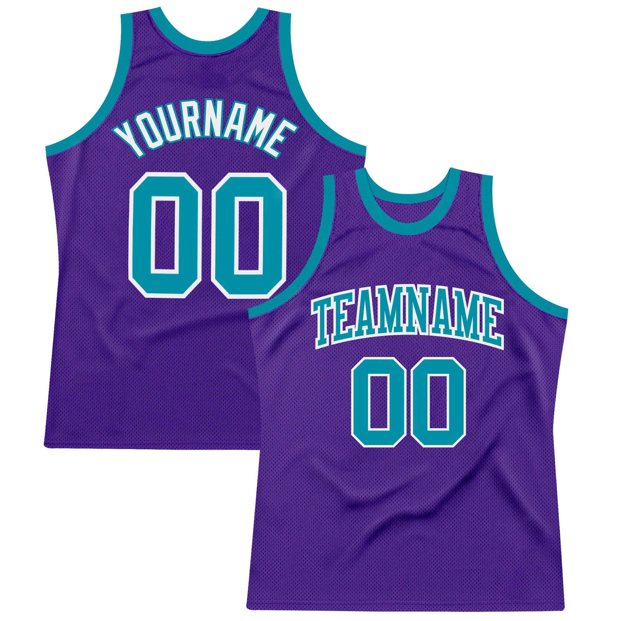 Personalized Basketball Jersey - Custom Purple Teal White Authentic Throwback Style Custom Purple Teal-White Authentic Throwback