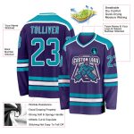 Custom Hockey Jersey - Purple Teal White Personalized Sports Apparel Custom Purple Teal-White Hockey Jersey