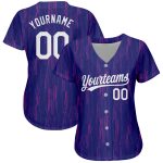 Custom 3D Pattern Baseball Jersey - Authentic Purple and White Design Custom Purple White 3D Pattern Design Authentic Baseball