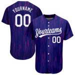 Custom 3D Pattern Baseball Jersey - Authentic Purple and White Design Custom Purple White 3D Pattern Design Authentic Baseball