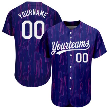 Custom 3D Pattern Baseball Jersey - Authentic Purple and White Design Custom Purple White 3D Pattern Design Authentic Baseball