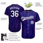 Custom 3D Pattern Baseball Jersey - Authentic Purple and White Design Custom Purple White 3D Pattern Design Authentic Baseball